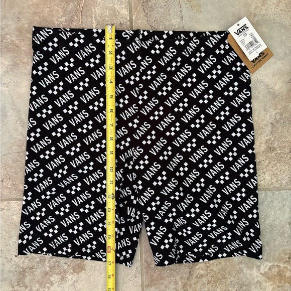 VANS Logo Bike Shorts Large Black White Cotton Elastic Waist Pull On Large NWT - Picture 4 of 6